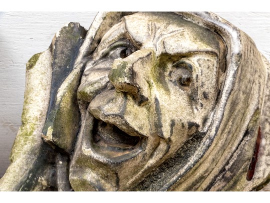 Pair Of Antique Terracotta Grotesque Heads As Architectural Decorations