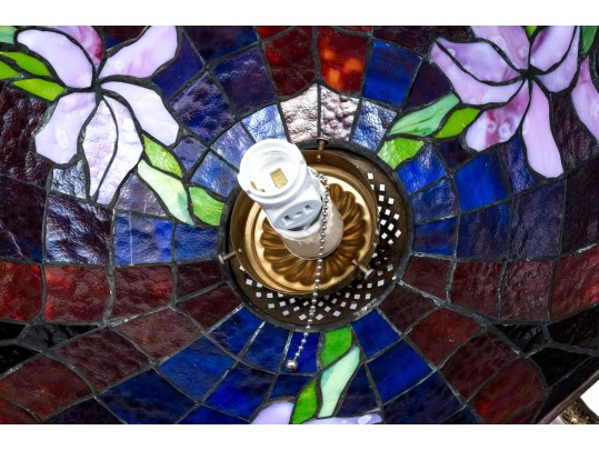 Stained Glass Hanging Lamp, Floral Motif
