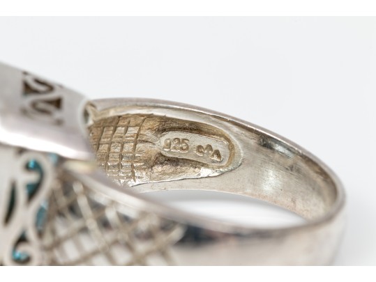 Sterling Silver Striking Emerald Cut Light Blue Color Blue Topaz, Ring, App. 9.07 CTS, Size 7.75