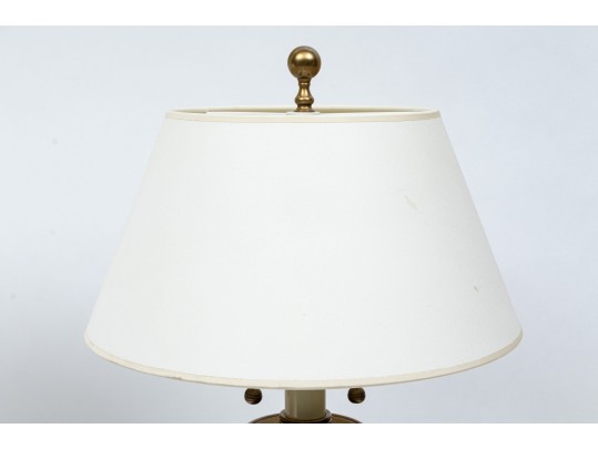 Pair Of Intertek Sturdy Brass Finished Twin Light Table Lamps