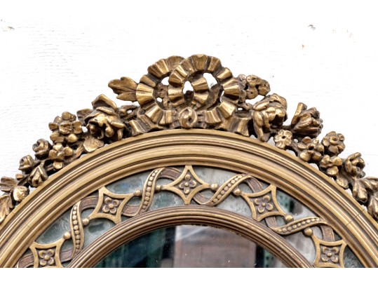 Vintage Adams Style Wood And Gesso Ovasl Mirror