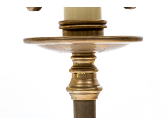 Pair Of Intertek Sturdy Brass Finished Twin Light Table Lamps