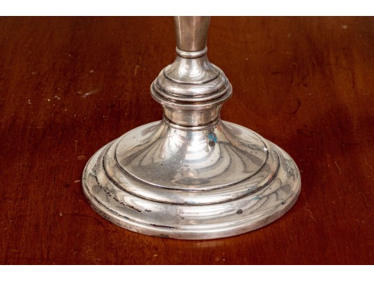 Antique English Brass Candlesticks With Gorham Sterling Weighted Candlesticks