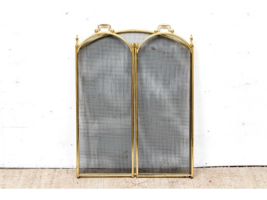 Vintage Brass Fire Screen 