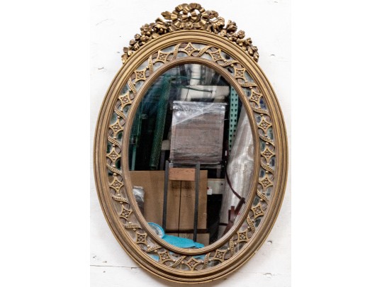 Vintage Adams Style Wood And Gesso Ovasl Mirror