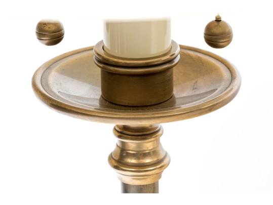 Pair Of Intertek Sturdy Brass Finished Twin Light Table Lamps