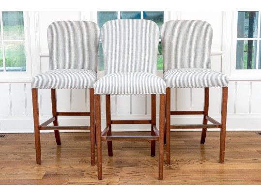 Set Of Three Custom Upholstered Bar Stools