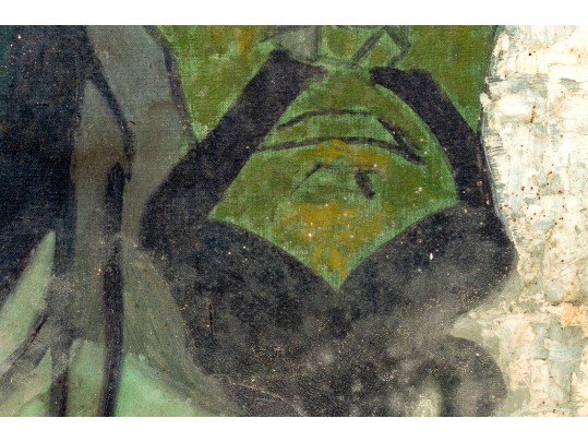 Vintage Oil On Canvas Board, Portrait Of A Bearded Male Figure