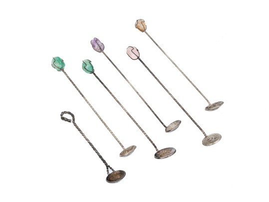 Six Brazil Vintage Coins Made Into Long Handled Spoons 