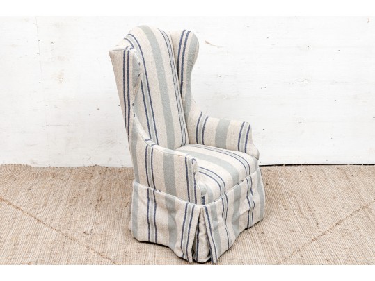 Vintage Upholstered Small Scale Wing Chair