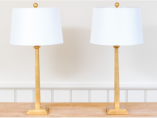 Chic Pair Of Safavieh Gilt Finished Table Lamps