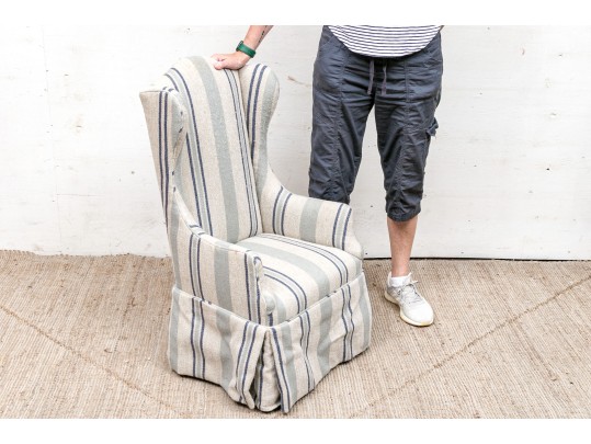 Vintage Upholstered Small Scale Wing Chair