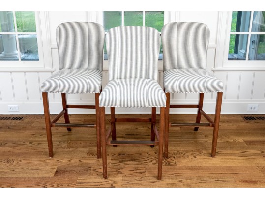 Set Of Three Custom Upholstered Bar Stools