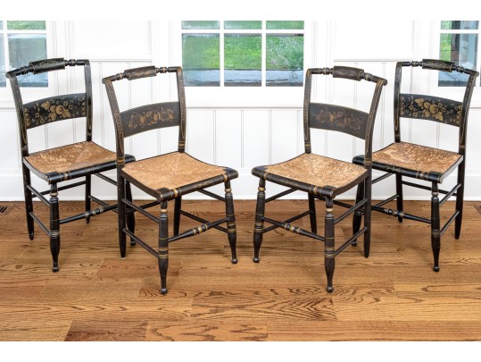 Set Of Four Semi Antique Hitchcock Side Chairs