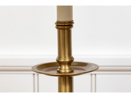 Two Brass Finished Adjustable Floor Lamps