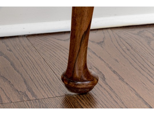 Antique Queen Anne Style Mahogany Stool With Upholstered Seat Cushion