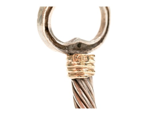 Sterling And 14k Unique Cable Cuff Bracelet With Retrofit Initial Clasp