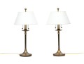 Pair Of Intertek Sturdy Brass Finished Twin Light Table Lamps
