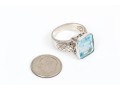 Sterling Silver Striking Emerald Cut Light Blue Color Blue Topaz, Ring, App. 9.07 CTS, Size 7.75