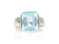 Sterling Silver Striking Emerald Cut Light Blue Color Blue Topaz, Ring, App. 9.07 CTS, Size 7.75