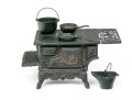 Antique Miniature Cast Iron Stove By Crescent With Accessories
