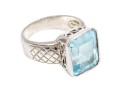 Sterling Silver Striking Emerald Cut Light Blue Color Blue Topaz, Ring, App. 9.07 CTS, Size 7.75