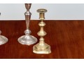 Antique English Brass Candlesticks With Gorham Sterling Weighted Candlesticks
