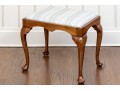 Antique Queen Anne Style Mahogany Stool With Upholstered Seat Cushion
