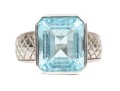 Sterling Silver Striking Emerald Cut Light Blue Color Blue Topaz, Ring, App. 9.07 CTS, Size 7.75