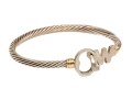 Sterling And 14k Unique Cable Cuff Bracelet With Retrofit Initial Clasp