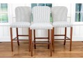 Set Of Three Custom Upholstered Bar Stools