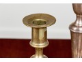 Antique English Brass Candlesticks With Gorham Sterling Weighted Candlesticks
