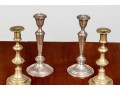 Antique English Brass Candlesticks With Gorham Sterling Weighted Candlesticks