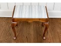 Antique Queen Anne Style Mahogany Stool With Upholstered Seat Cushion