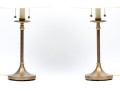 Pair Of Intertek Sturdy Brass Finished Twin Light Table Lamps