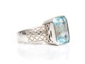 Sterling Silver Striking Emerald Cut Light Blue Color Blue Topaz, Ring, App. 9.07 CTS, Size 7.75
