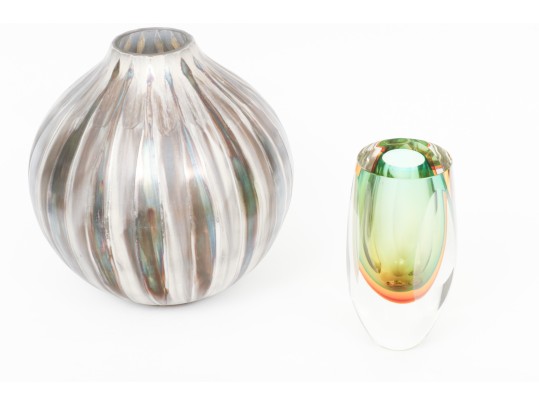 Two Decorative Glass Vases