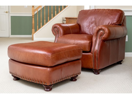 LeatherTrend Upholstered Club Chair With Ottoman