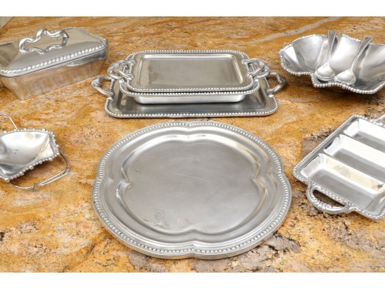 Collection Of 10 Mexican Aluminum Serving Pieces