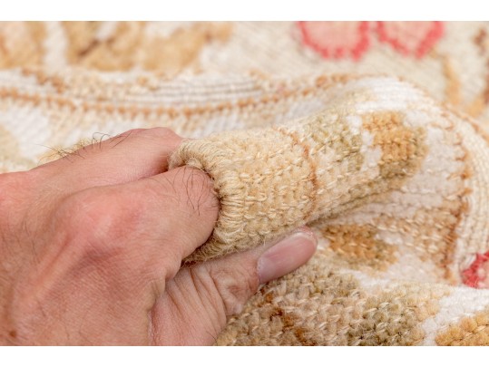 Pretty Wool Pink, Blue, And Beige Area Rug (11'10