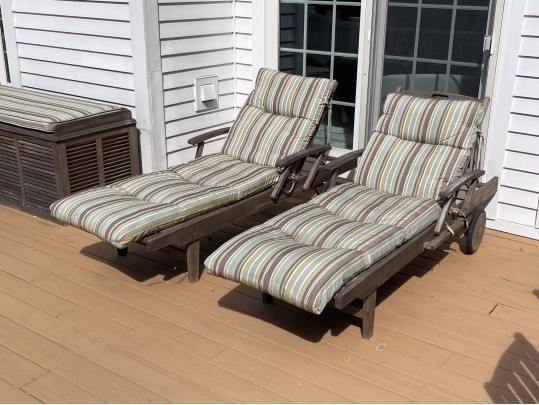 Pair Of Outdoor Classics Teak Chaise Lounges