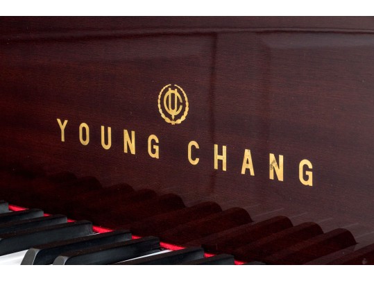 Young Chang Lacquered Mahogany Baby Grand Piano With Piano Bench