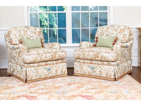 Fine Pair Of Schumacher Upholstered Club Chairs