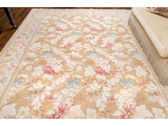 Pretty Wool Pink, Blue, And Beige Area Rug (11'10