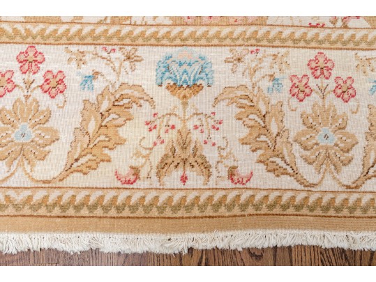 Pretty Wool Pink, Blue, And Beige Area Rug (11'10