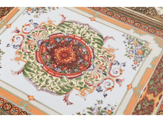 Decorative Castilian Ceramic And Brass Mounted Footed Tray