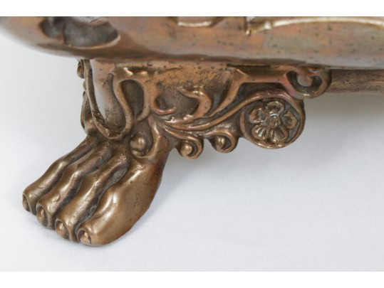 Decorative Castilian Ceramic And Brass Mounted Footed Tray