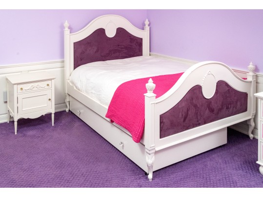 French Provincial Upholstered Trundle Bed Frame And Bedside Table