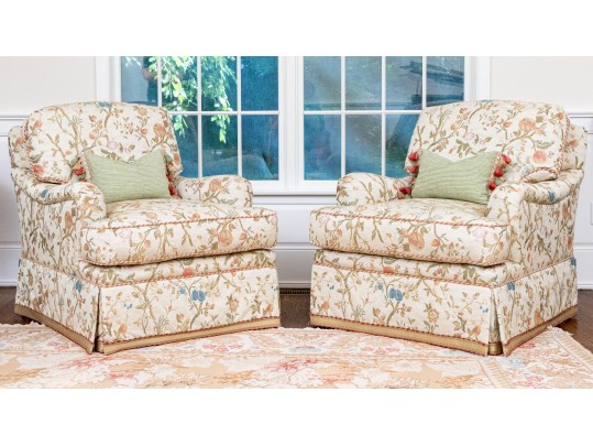 Fine Pair Of Schumacher Upholstered Club Chairs