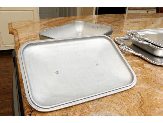 Collection Of 10 Mexican Aluminum Serving Pieces